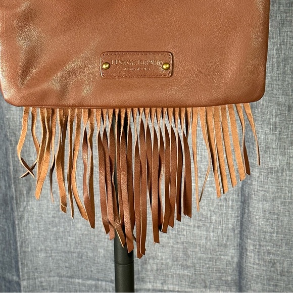 LUCKY BRAND BAILEY Western Boho Chic Brown Leather Fringe Purse Bag Clutch - Picture 3 of 13